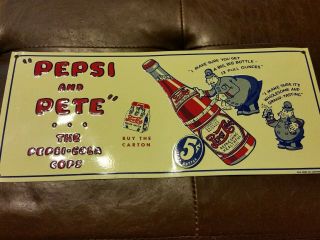 Pepsi Sign Pepsi And Pete The Pepsi - Cola Cops Aaa Sign Co Coitsville Ohio Gasoil