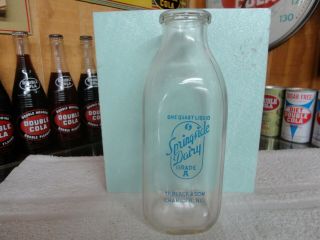 Springside Dairy Milk Bottle T.  F.  Black & Son Charlotte Nc 1 Qt Acl Label