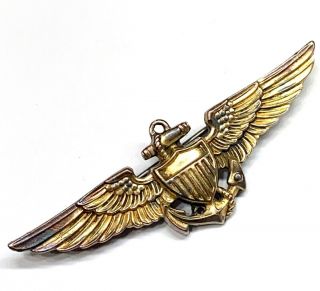 Wwii Us Navy Marine Corps Pilot Aviator Wings Amico 10k Gold Filled On Sterling