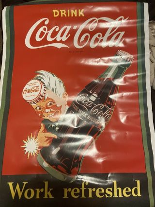 1996 Drink Coca - Cola Work Refreshed Poster Printed In Italy 36x24