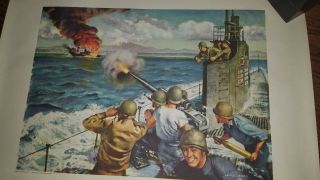 Wwii Propaganda Poster Electric Boat Company 19x24 Up And At 