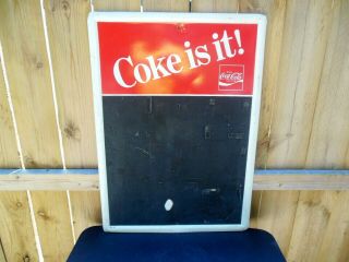Vintage 1980 Coca Cola Chalkboard Menu Sign Coke Is It