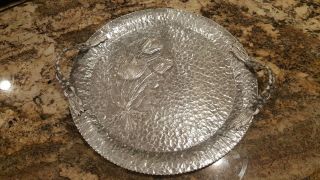 Rodney Kent Hand Wrought Aluminum Tulip Serving Platter Tray 14 Inch Diameter
