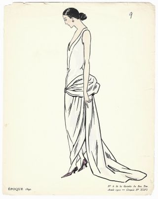 Vintage 1922 French Art Deco Pochoir Gazette Du Bon Ton Flapper Fashion Design