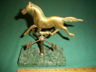 Brass Trotting Horse Weather Vane Figurine For Desk Top Decor