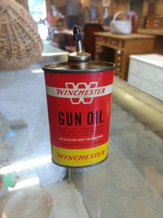 Oval Lead Top Winchester Gun Oil Handy Oiler Oil Can 3 Oz With Oil