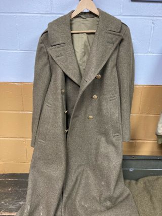 Wwii Ww2 Us Army Wool Winter Overcoat Size 38r