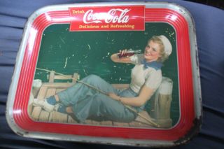 1940 Sailor Girl Coca - Cola Serving Tray Coke Tray American Art