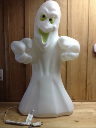 Vintage Halloween Blow Mold Large Green Eyed Ghost By Empire