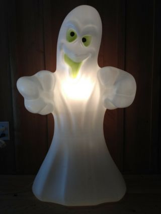 Vintage Halloween Blow Mold Large Green Eyed Ghost by Empire 3