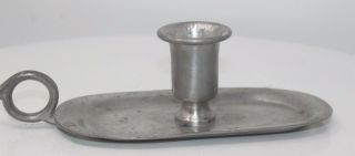 Candle Holder Tray Conn House Pewter Ring Handle Vintage Patina 8.  5 "