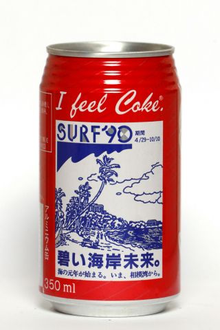 1990 Coca Cola Can From Japan,  I Feel Coke / Surf 