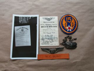Wwii United States Army Air Corps 15th Af Pilot Grouping 6 Items Id’ed To W.  G.