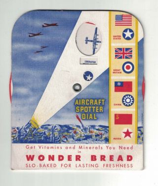 Wwii Wonder Bread Aircraft Spotter Dial Guide Axis & Allies Us Advertising