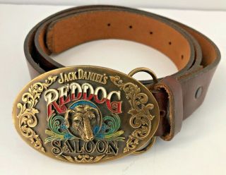 Jack Daniels Red Dog Saloon Buckle And 36 Inch Leather Belt.