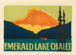 Field Bc Canadian Pacific Railroad Hotel Emerald Lake Chalet Old Luggage Label