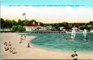Postcard Bathing Beach Harbor Point Yacht Club Harbor Springs Near Petoskey
