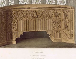 Sideboard Saint Mary ' s Hall - Coventry 1834 Henry Shaw Copper Engraved Print 2