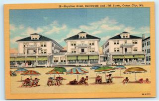 Royalton Hotel Boardwalk 11th St Ocean City Maryland Md Vintage Postcard C49