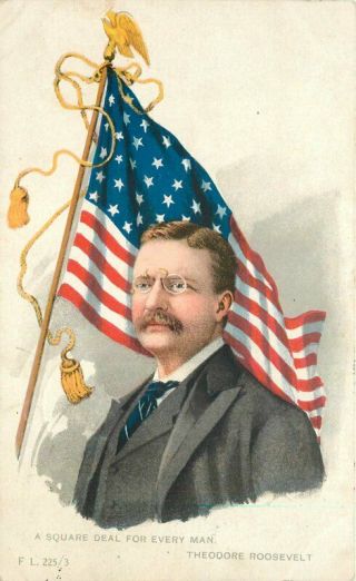 Artist 1907 Political Patriotic Teddy Roosevelt Rotograph Postcard20 - 6990