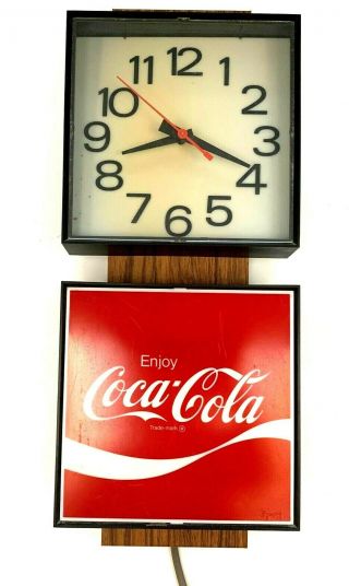 Vintage 22” Coca Cola Lighted Clock Electric 1970 