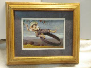 Jim Daly Framed Print Boy On Tire Swing 5x7 Print Matted And Framed To 11 " X 13 "