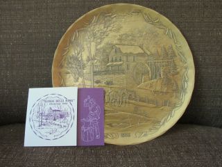 Vintatge Wendell August Forge Hand Made 1996 Christmas Plate Mill And Sleigh