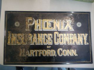 Vintage The Phoenix Insurance Co. ,  Hartford,  Conn.  Metal Sign C1920 