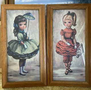 2 Vintage Maio Framed Prints Bloomer Girl High Button Shoes Girls With Umbrellas