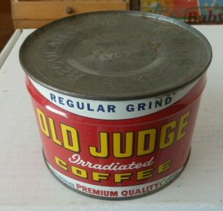 Old Judge Irradiated 1 Pound Key Wind Coffee Tin