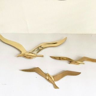 Vintage Brass Flying Birds Set Of 3 Wall Decor