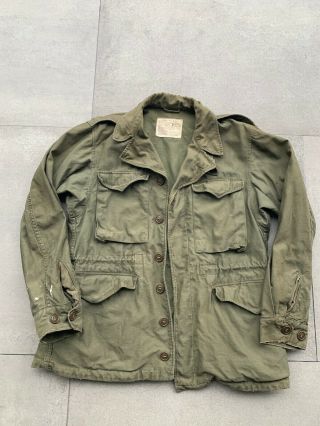 Vintage Wwii Era M - 1943 M43 Us Army Field Jacket Od Medium Distressed War Coat