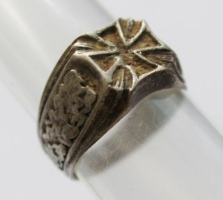 Ww2 German Iron Cross Ring Wwii 1943 Military Oak Leaves Germany Jewelry Art