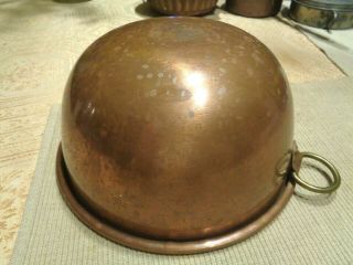 Vtg Heavy Duty Chefs Solid Copper Mixing Whipping Bowl Ring Round Bottom 8 3/4 