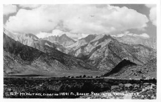 Rppc Photo Postcard Mt.  Whitney Peak Willard 127 California Sierras