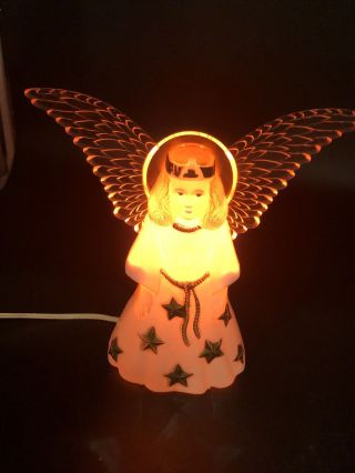 Vintage Paramount Angel Light Up Tree Topper Halo Wings Christmas Hard Plastic