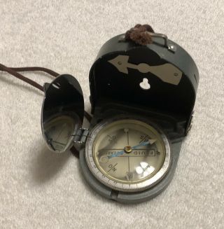 Vintage Fluid Bezard Compass With Leather Case