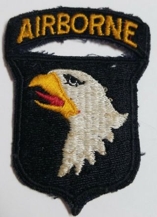 Wwii Us Army 101st Airborne Division Shoulder Patch & Tab Screaming Eagle