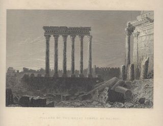 Ruins,  Baalbek,  Lebanon Antique Art Print 1838 Steel Engraving
