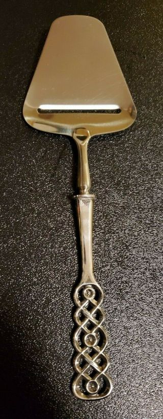 Vtg David - Andersen 830s Silver And St.  Stl.  Cheese Slicer,  Woven Norse Motif.