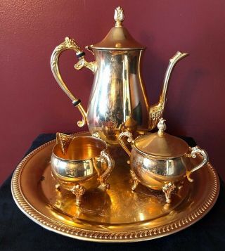 International Silver Co.  Gold Plated 3 Pc.  Coffee Tea Service