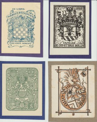 8 Ex Libris Art Deco Heraldry Exlibris By V.  Artist / Europe