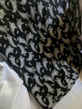 Avon Home Halloween Tablecloth Cotton Jacquard Oblong Spooky Ghosts & Bats Black