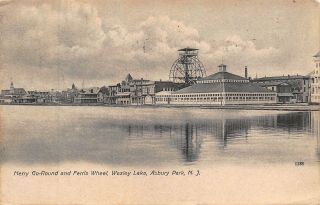 Nj - 1909 Merry Go Round & Ferris Wheel At Asbury Park Jersey - Monmouth Co