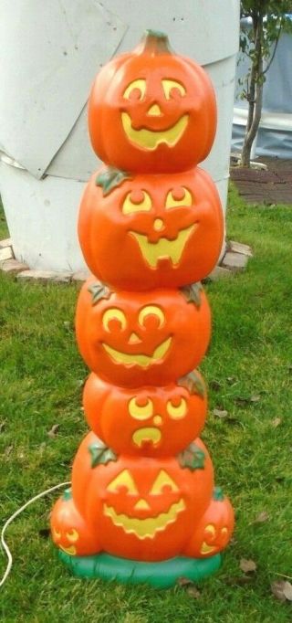 Blow Mold Halloween Pumpkin Stack Sun Hill 2 Bulb Cord 38” Inches