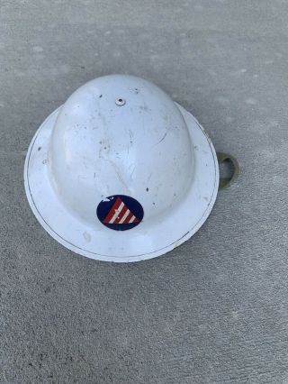 Vintage Ww2 U.  S.  Civil Defense Helmet White Solid Shape