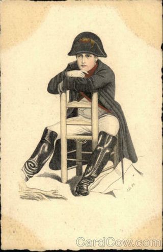 Men Napoleon Bonaparte Sitting On A Chair Postcard Vintage Post Card