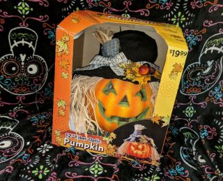 12 " Halloween Fiber Optic Pumpkin Jack - O - Lantern Scarecrow Color Changing Jol