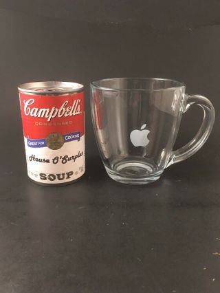 Vintage Apple Computer Clear Glass Coffee Mug,  Etched Logo,  Libbey Glass Co.