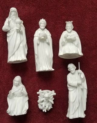 Home Interior Homco White Bisque Nativity Figurines 3 Wise Men Mary Joseph Jesus
